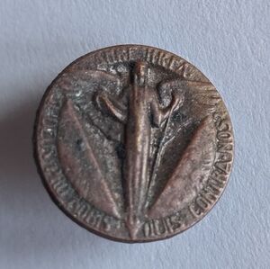 *read Tiny vintage pin angel religious copper color